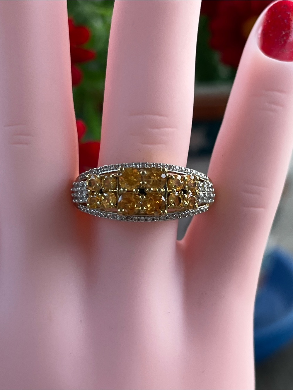 Genuine Mandarin Garnet Ring Size 9. Sterling 925